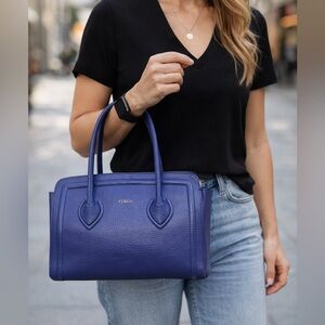 Furla Royal Blue Leather Satchel